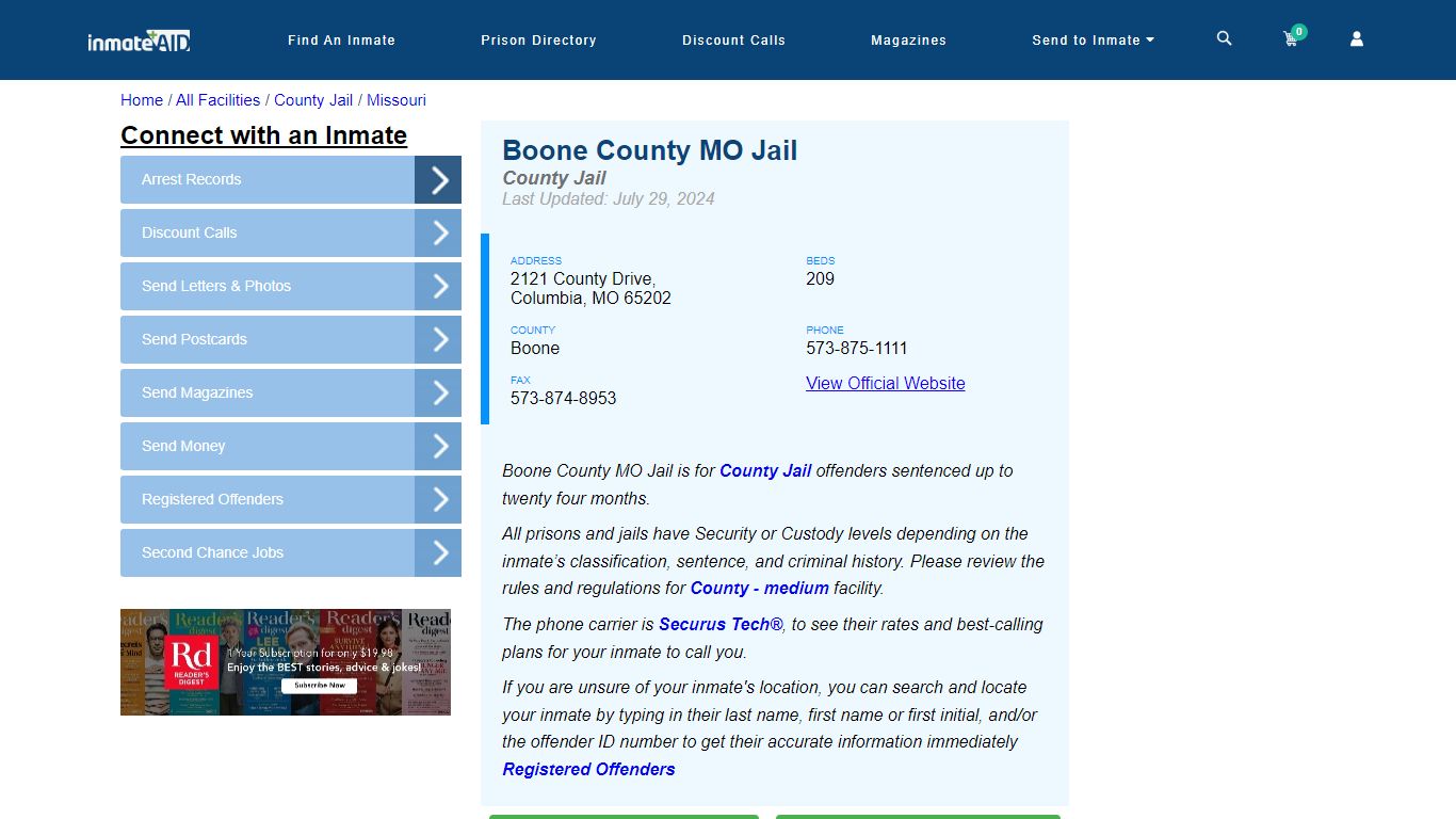 Boone County MO Jail - Inmate Locator