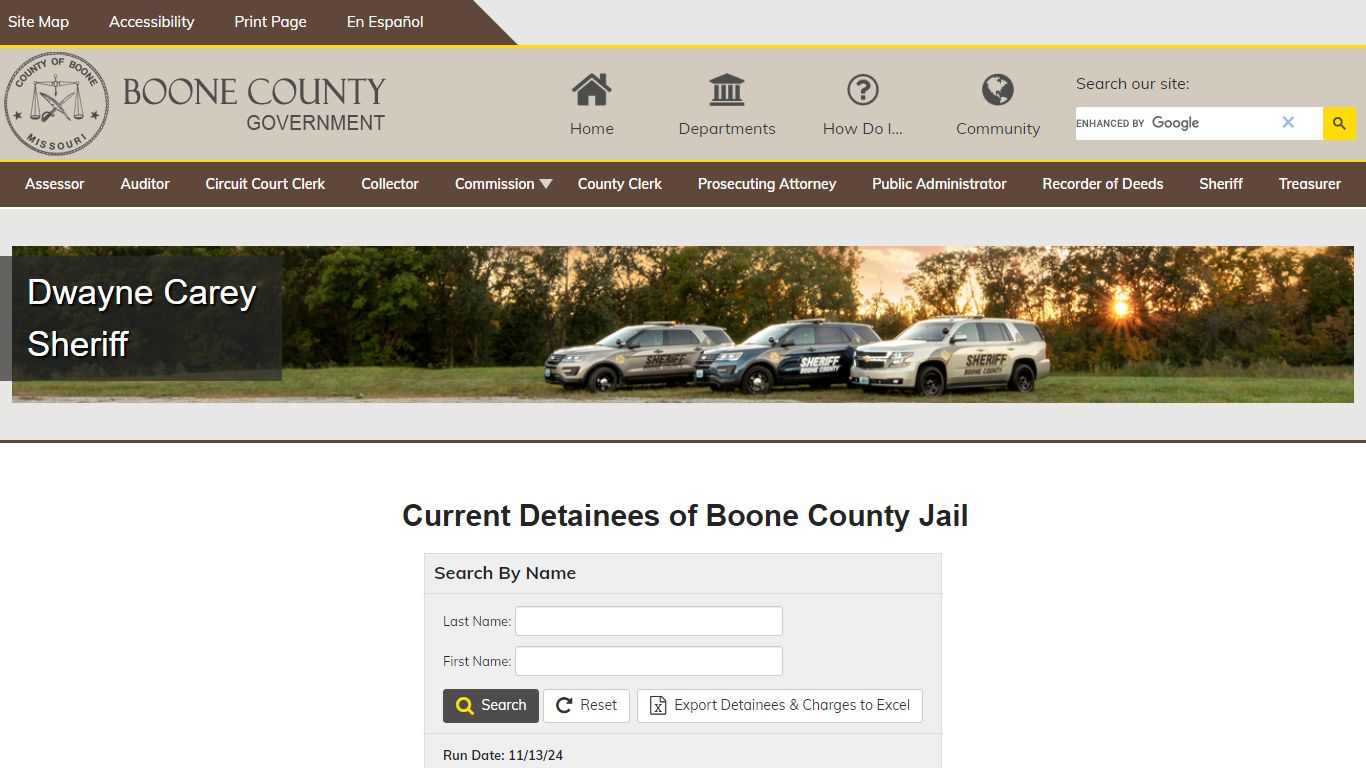 Current Detainees of Boone County Jail