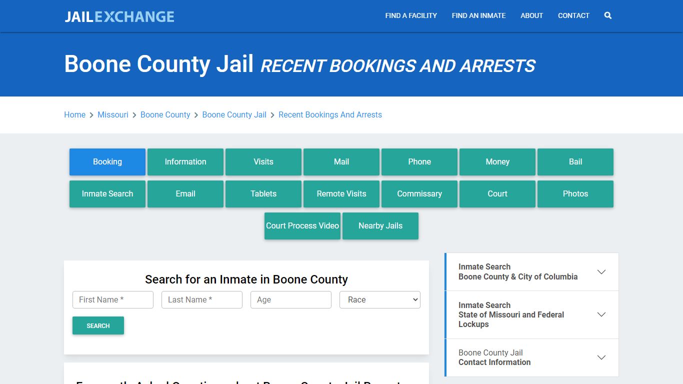 Boone County Jail MO Recent Arrests and Bookings - Jail Exchange